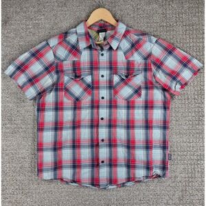 Patagonia Three Trees Mens‎ Organic Cotton Plaid Western Short Sleeve Shirt Med